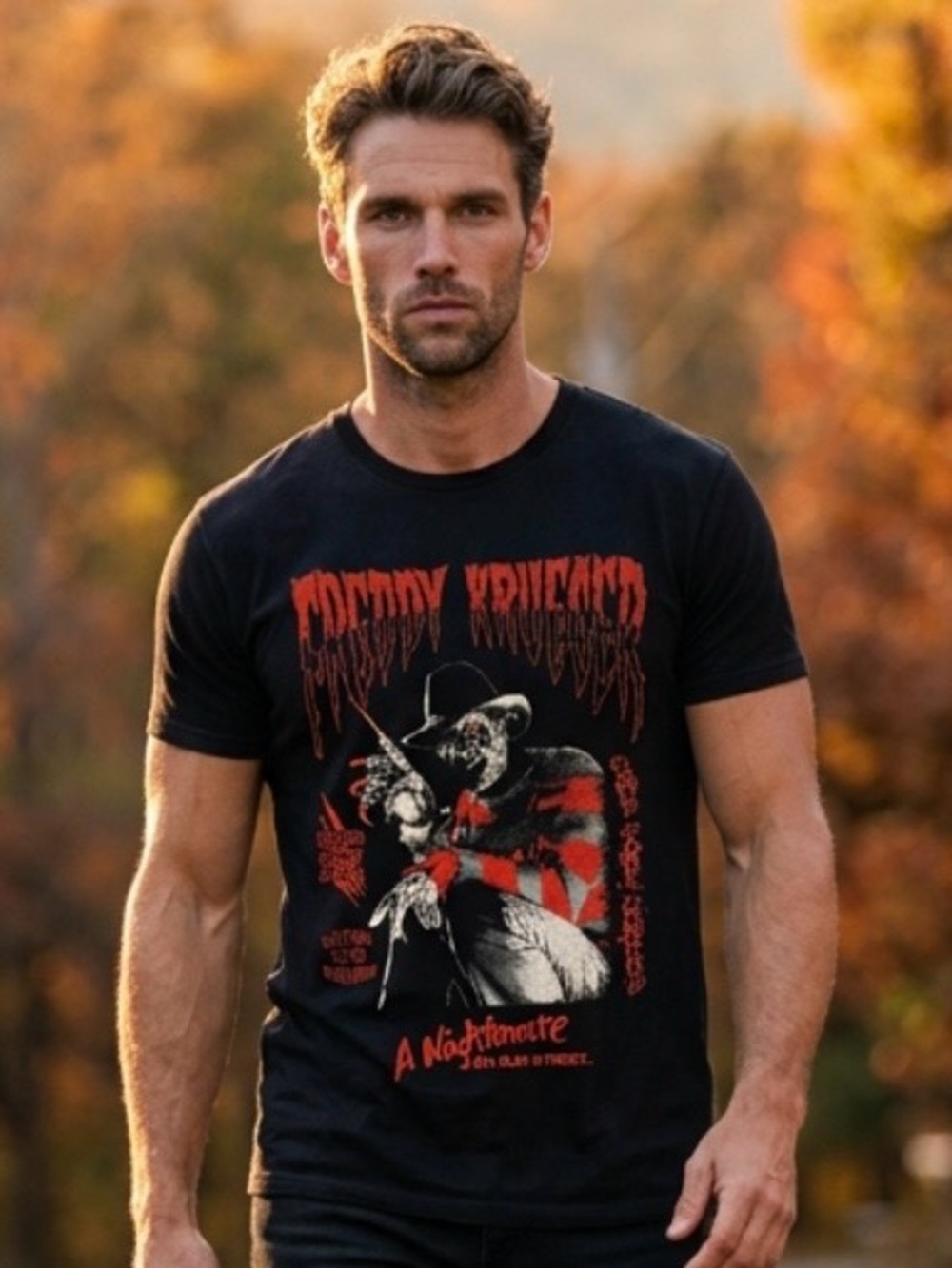 Freddy Krueger by MAD Engine Black Short-Sleeve Graphic Tee